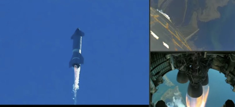 星舰SN8 12.5KM测试飞行回放