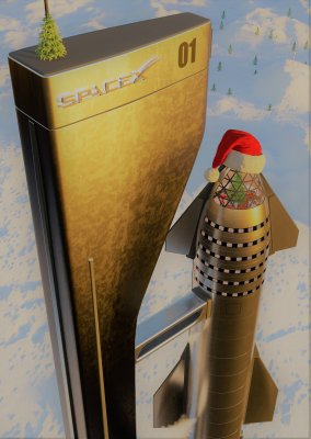 Starship,圣诞节,渲染