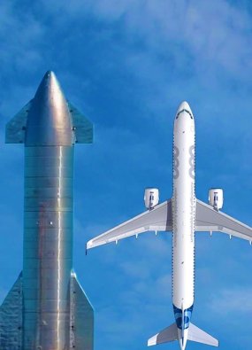 Starship SN8,客机,大小比较